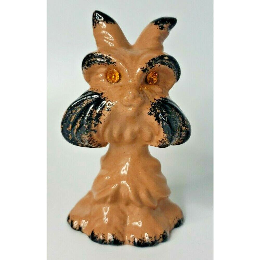 Vintage Roselane USA Dog Pottery Figurine‎ Jewel Eyes 4.5 Inches Tall U106